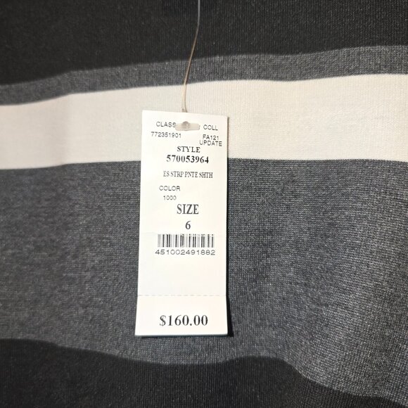 White House Black Market, Striped Sheath Dress in BLK/WHT/GRY, Size 6, NWT - Picture 3 of 3